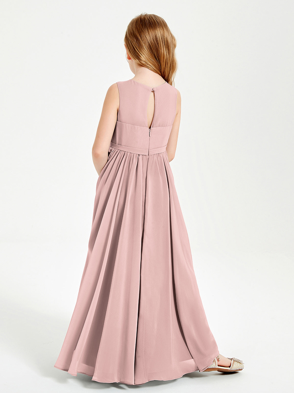 Chic Elegant Sleeveless Dresses for Junior Bridesmaids Dusty Rose